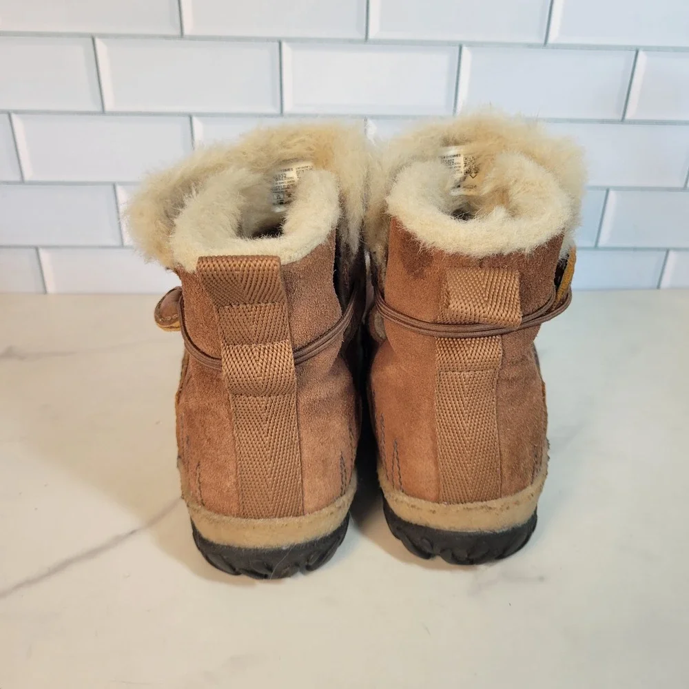 Merrell Womens Boots Tremblant Pull On Polar Oak Brown Fur Lined Size 9